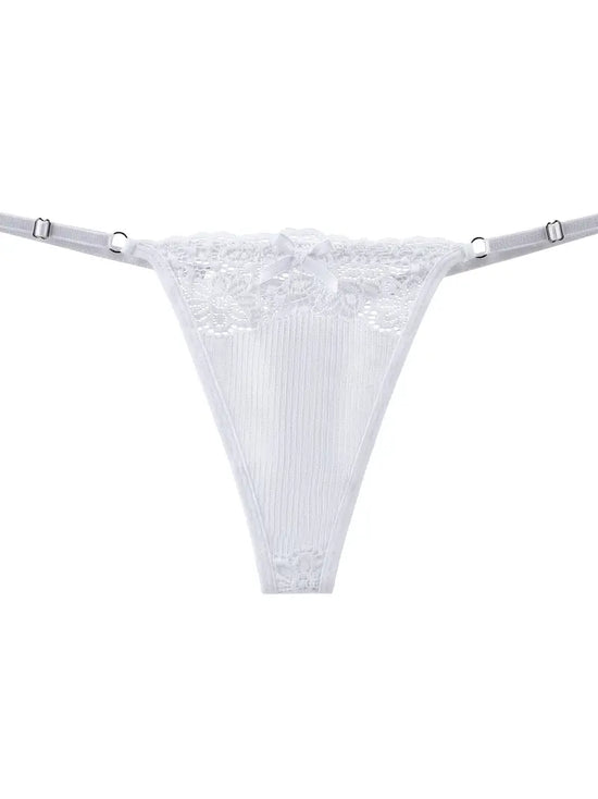 3-Piece Floral Lace Stitched Thong Panties Set