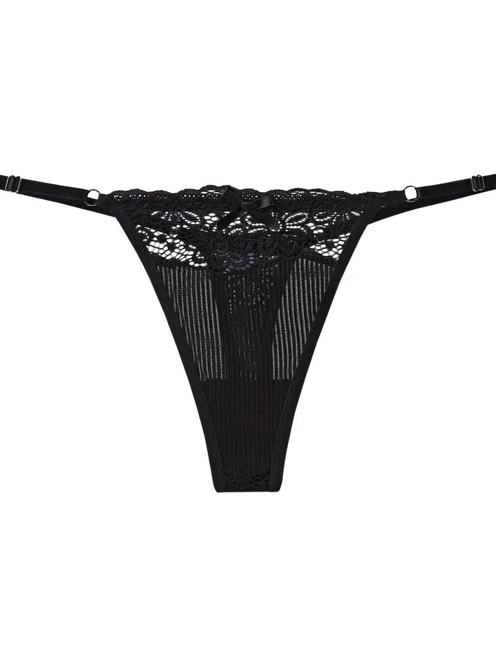 3-Piece Floral Lace Stitched Thong Panties Set