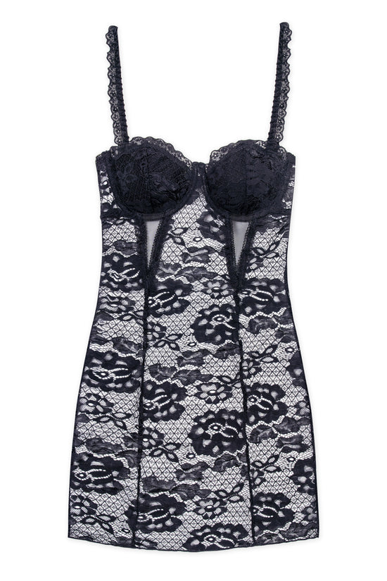 Noir Romance Black Lace Slip 2-Piece Set