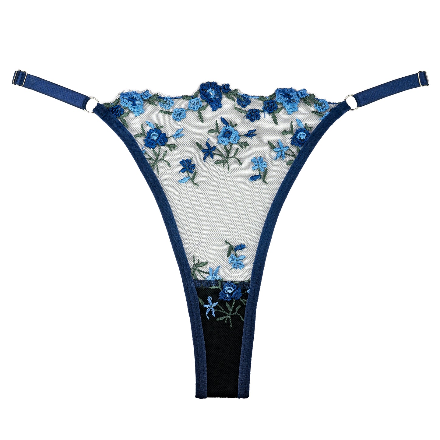 Navy Floral Embroidered Cheeky Panty