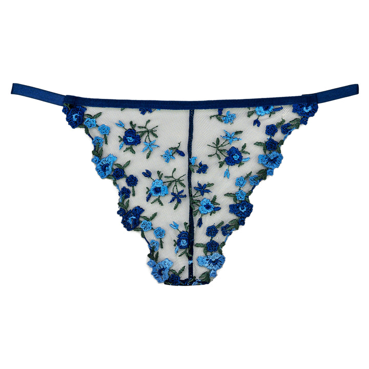 Navy Floral Embroidered Cheeky Panty