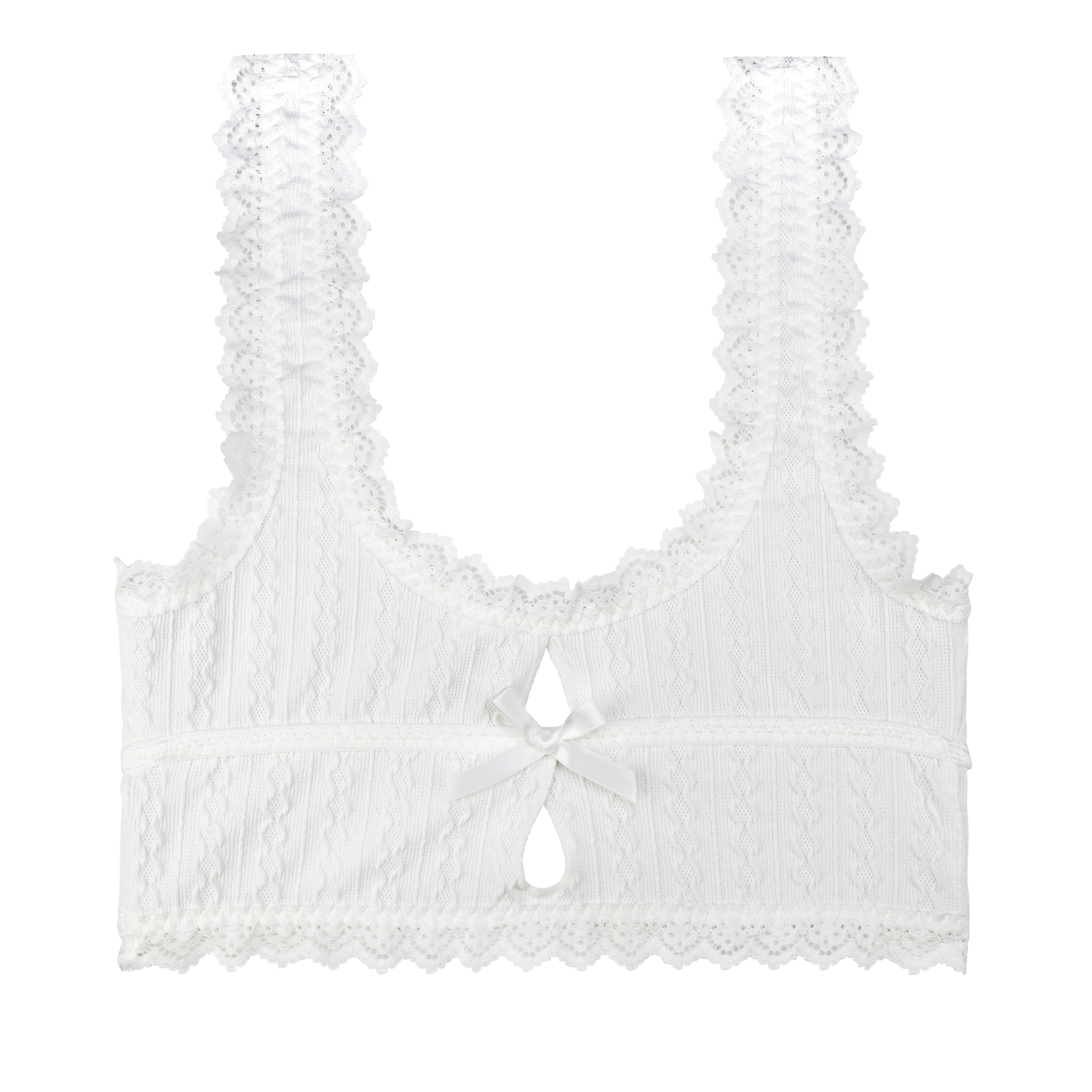 White Lace Trim Cropped Top